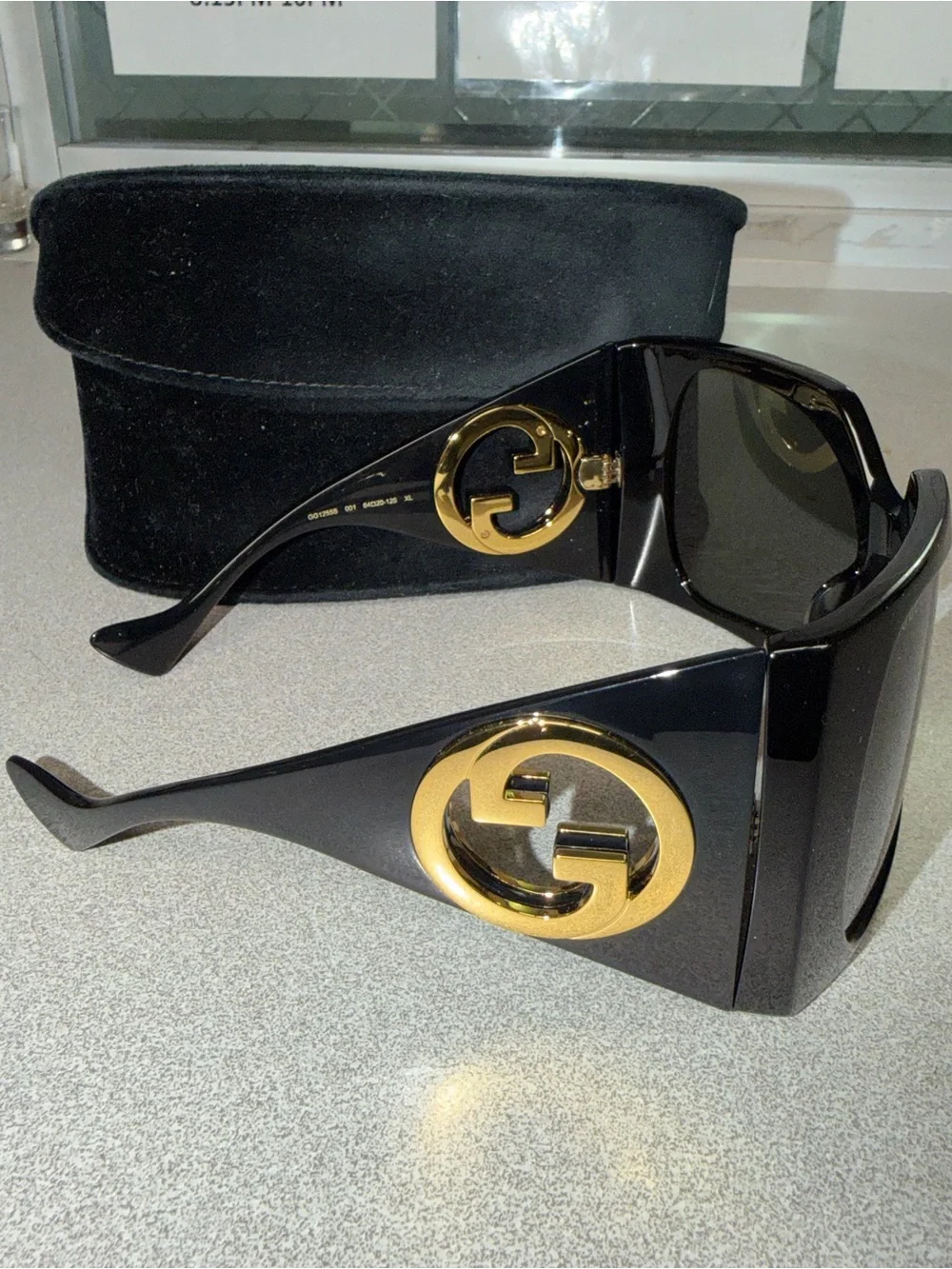 Gucci Black Oversized Shield Sunglasses